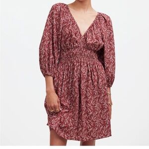 Puff Sleeve Mini Dress in Paisley Floral Madewell size 0